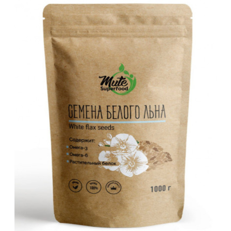 Семена белого льна 1000 г (MUTE SUPERFOOD) Семена белого льна 1000 г (MUTE SUPERFOOD)