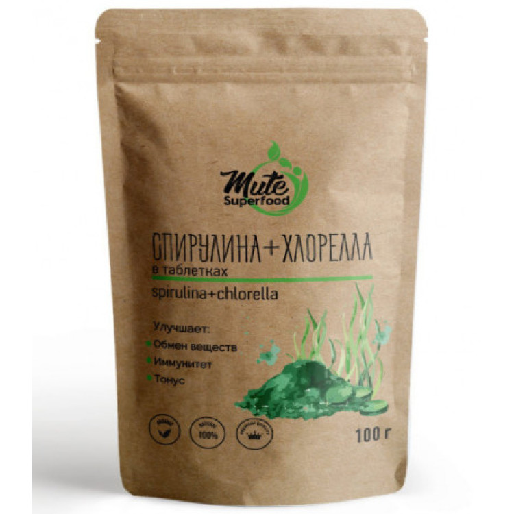 Спирулина и Хлорелла в таблетках 100 г (MUTE SUPERFOOD) Спирулина и Хлорелла в таблетках 100 г (MUTE SUPERFOOD)