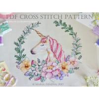 Акварельный Единорог и Цветочный Венок
