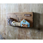 Деревянное панно для интерьера с домиками country house Деревянное панно для интерьера с домиками country house