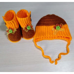 Пинетки и шапочка вязаные крючком Осень Пинетки и шапочка вязаные крючком Осень