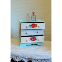 Миникомод роспись Утро.Маки бирюзовый,розовый,алый