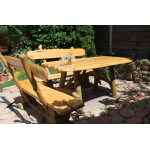 Стол с лавками из массива дуба, дикое дерево.