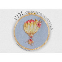 Акварельный воздушный шар с цветами - схема для вышивки крестом