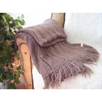 Плед вязаный ажурный Шоколадный мусс