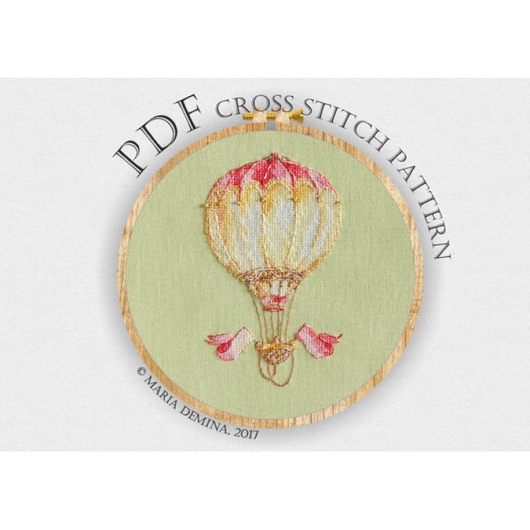 Акварельный воздушный шар - схема для вышивки крестом Акварельный воздушный шар - схема для вышивки крестом